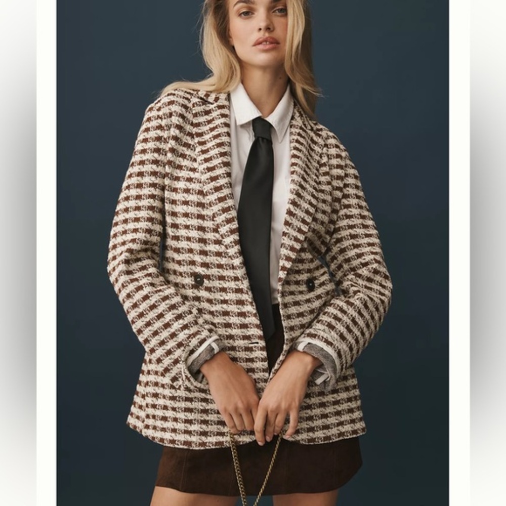 Anthropologie Dolan Left Coast Brown Houndstooth Blazer